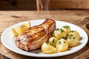 Pork chop with potatoes (classic, homemade)