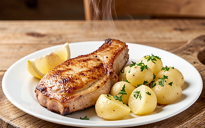 Pork chop with potatoes (classic, homemade)