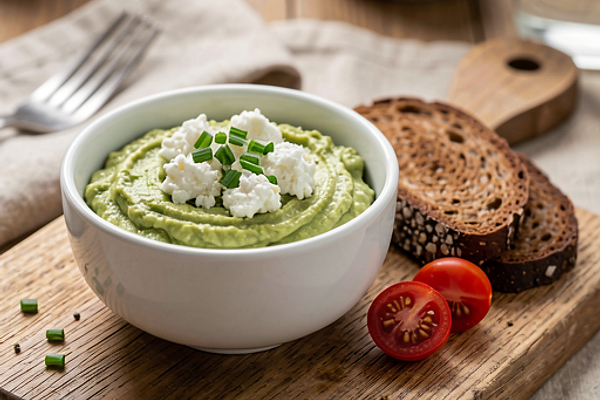 Pasta z awokado i twarogiem