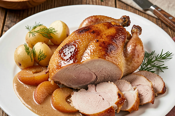 Roast Duck with Apples in Polish Style (Regional Method)