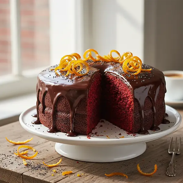 Aksamitna Babka Makowa z Nutą Pomarańczy i Glazurą Czekoladową