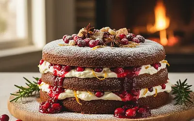 Korzenny Torcik Piernikowy z Frużeliną Żurawinową i Kremem Mascarpone