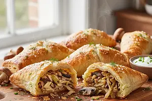 Crispy Half-Puff Pastries with Cabbage and Mushrooms