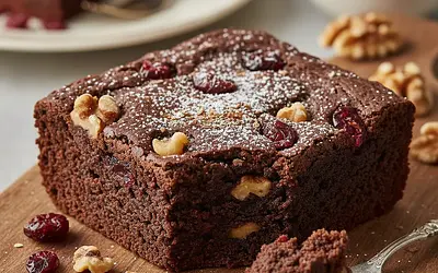 Spiced Brownie with Dried Cranberries and Toasted Walnuts