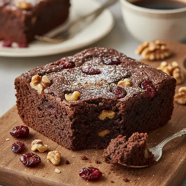 Spiced Brownie with Dried Cranberries and Toasted Walnuts