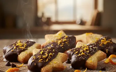 Spiced Gingerbread Cookies with a Hint of Orange in Velvety Chocolate