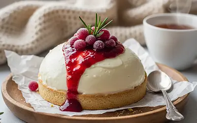 Aksamitna tarta z musem z białej czekolady i konfiturą żurawinową